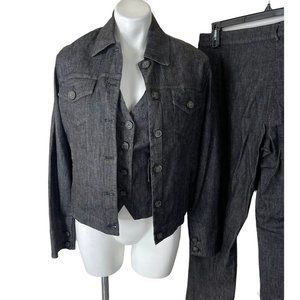 ISABEL DE PEDRO MR CAT women suit size 12/12/14Tall 3  piece black denim suit